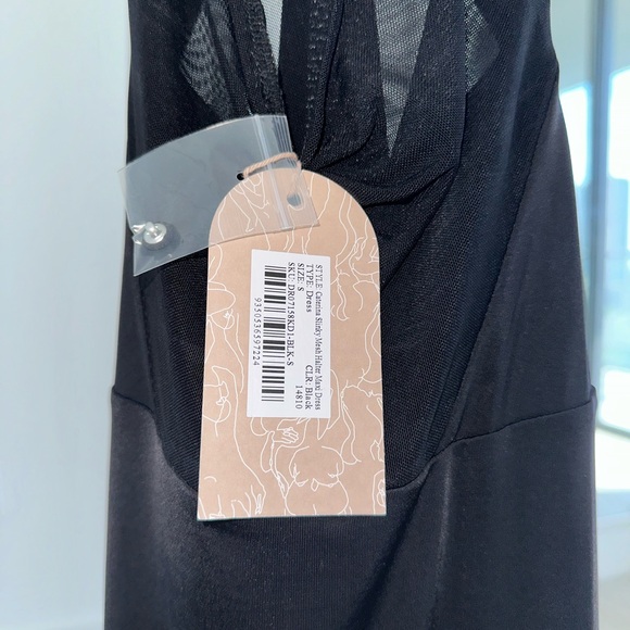 CATERINA Meshki Size Small Slinky Mesh Halter Maxi Dress - Black - Picture 11 of 12